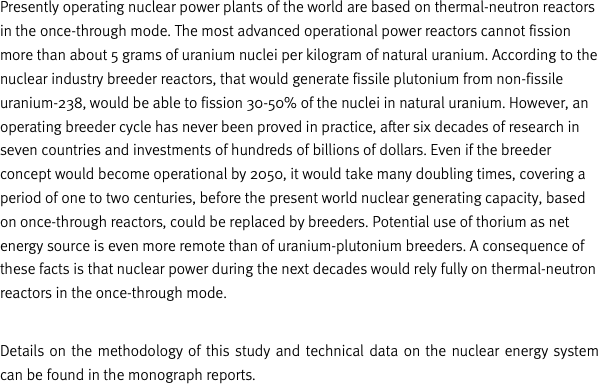 Presently operating nuclear power plants